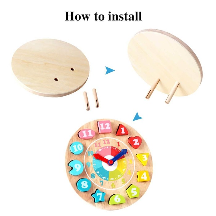 Ceas din lemn cu forme geometrice OZMTOY [3]