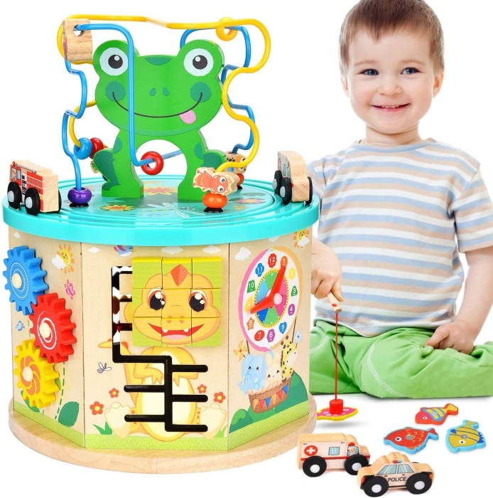 Centru de joaca din lemn cu 11 activitati educative Broscuta [2]
