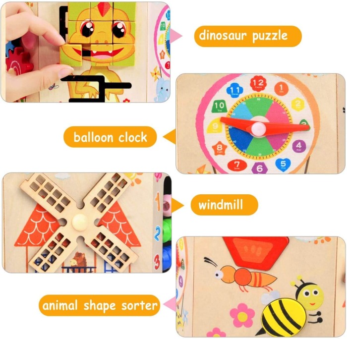 Centru de joaca din lemn cu 11 activitati educative Broscuta [6]