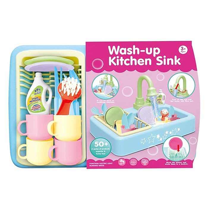 Chiuveta de jucarie, cu apa si uscator de vase, sunete si lumini [7]