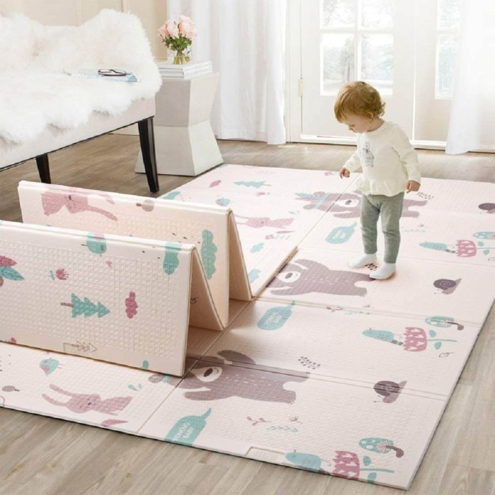 Covor pliabil pentru copii cu 2 fete Girafa si Trenulet 180 x 200 cm [9]