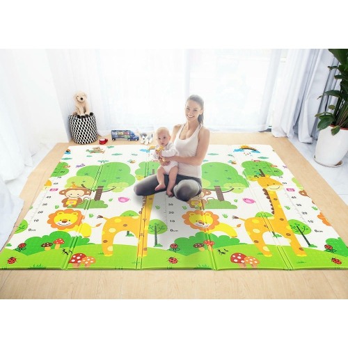 Covor pliabil pentru copii cu 2 fete Girafa si Trenulet 180 x 200 cm [2]