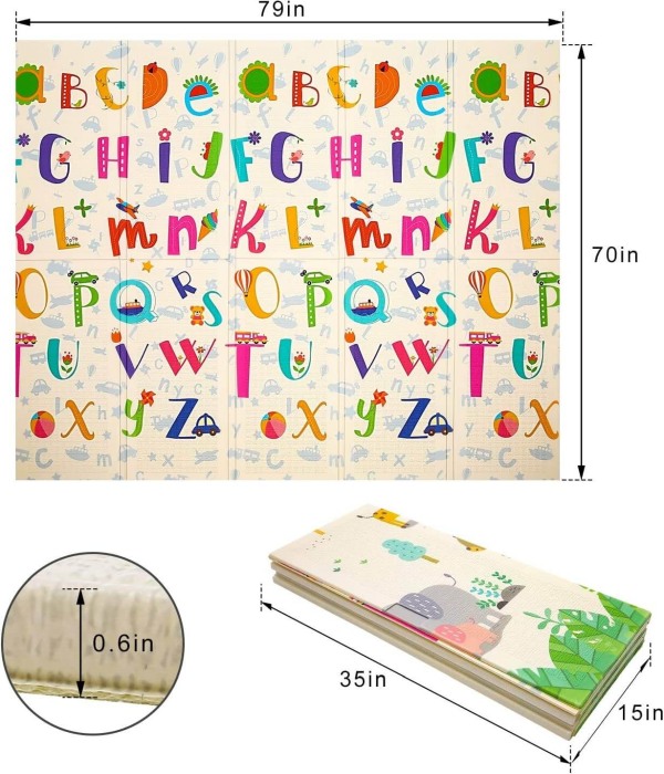 Covor pliabil pentru copii cu 2 fețe Litere 200 x 150 cm [4]