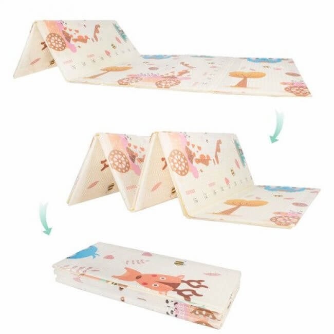 Covor pliabil pentru copii cu 2 fețe Model Girafa/pisicute 180x200 CM [7]