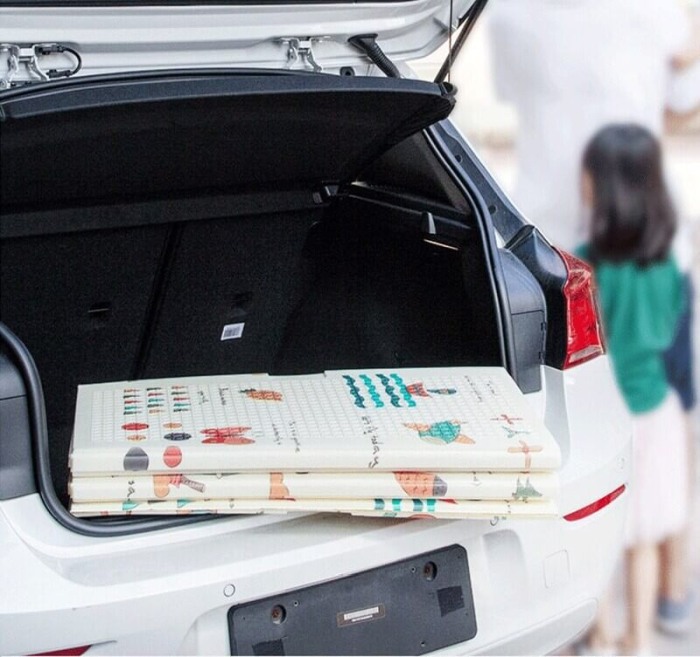 Covor pliabil pentru copii cu 2 fețe Model Girafa/pisicute 180x200 CM [8]