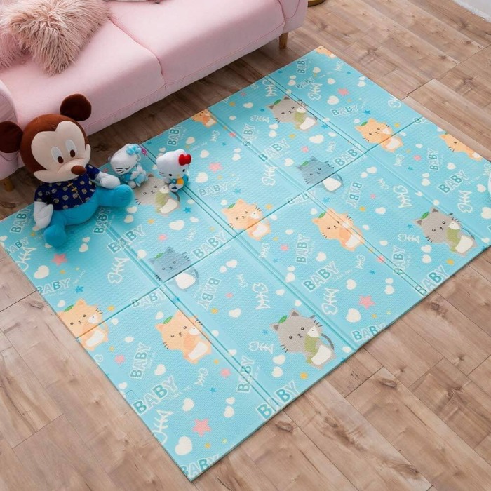 Covor pliabil pentru copii cu 2 fețe Model Girafa/pisicute 180x200 CM [2]