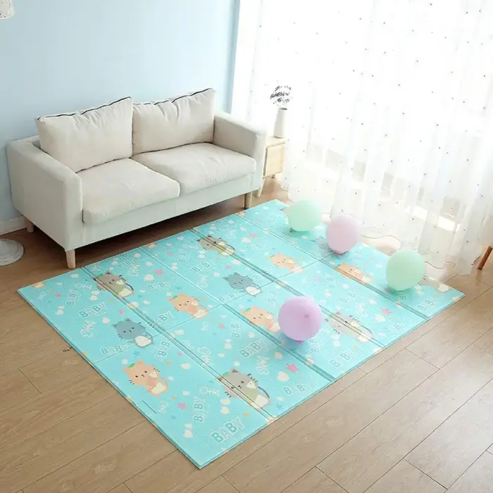 Covor pliabil pentru copii cu 2 fețe Model Girafa/pisicute 180x200 CM [17]