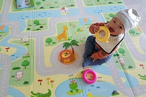 Covor pliabil pentru copii cu 2 fețe Traseu 200 x 150 cm [10]