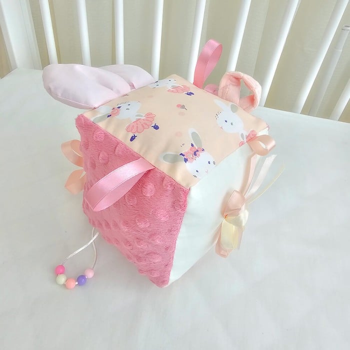Cub textil pentru bebelusi, cu activitati, Bunny Pink [2]