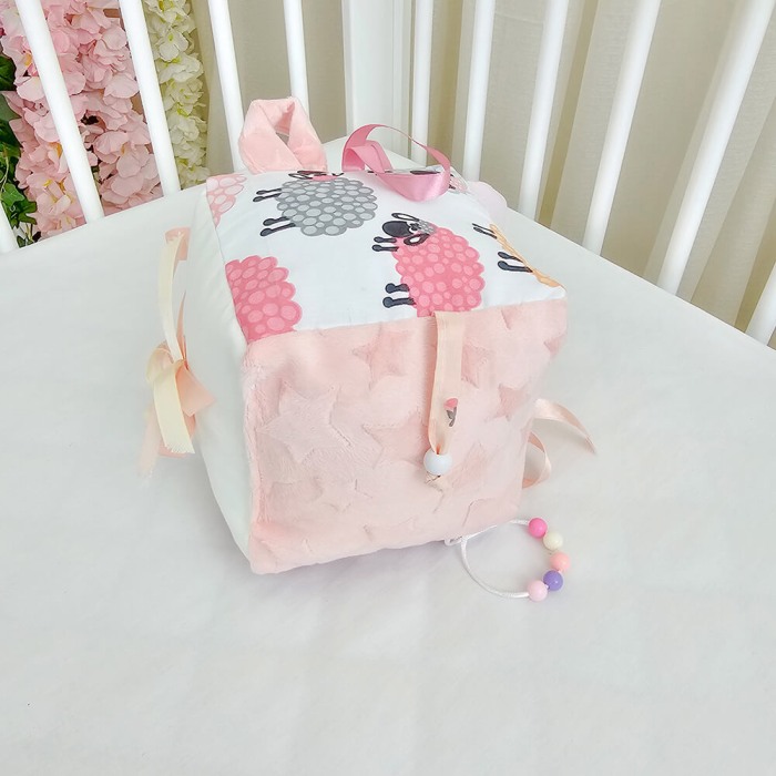 Cub textil pentru bebelusi, cu activitati, Bunny Pink [6]