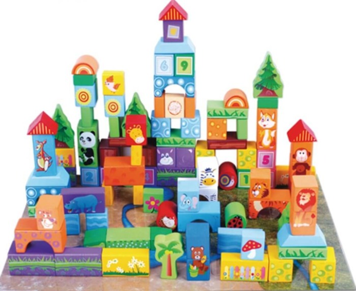 Cuburi din lemn Animale, set 100 piese [4]