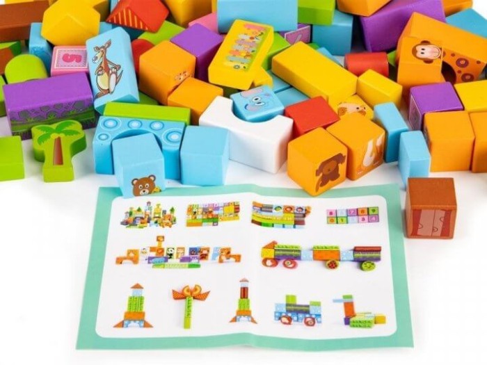 Cuburi din lemn Animale, set 100 piese [2]
