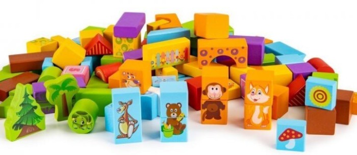 Cuburi din lemn Animale, set 100 piese [5]