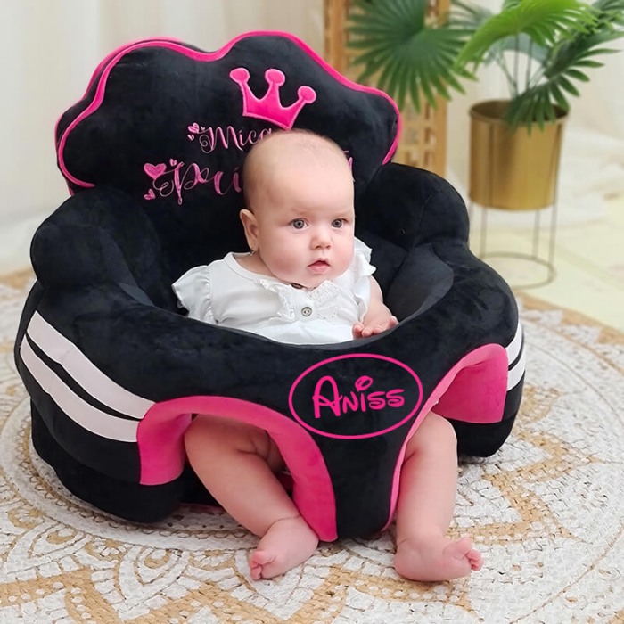 Fotoliu bebe, Mica Printesa negru/roz, cu arcada, personalizat cu nume [2]