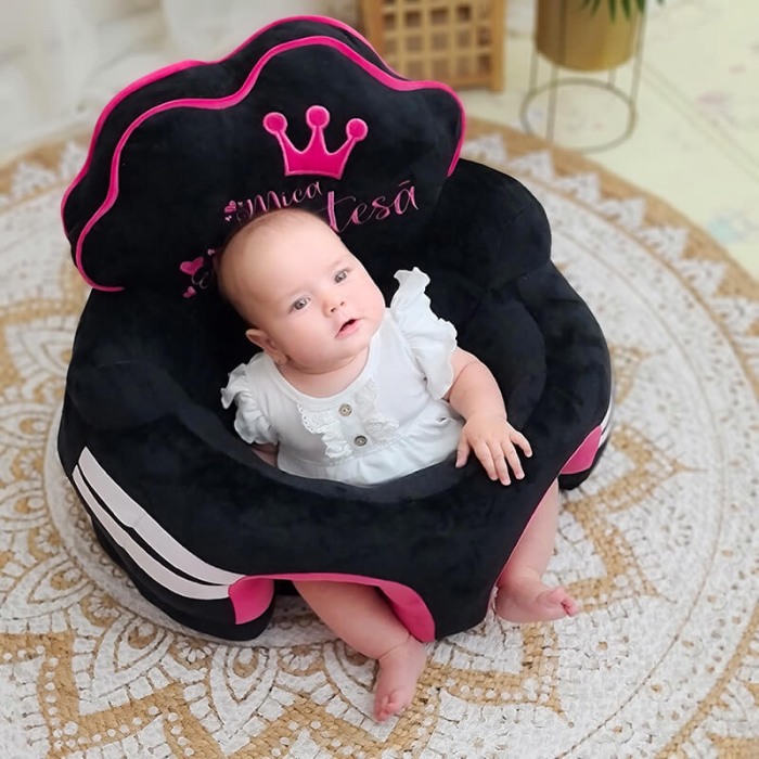 Fotoliu bebe, Mica Printesa negru/roz, cu arcada, personalizat cu nume [3]