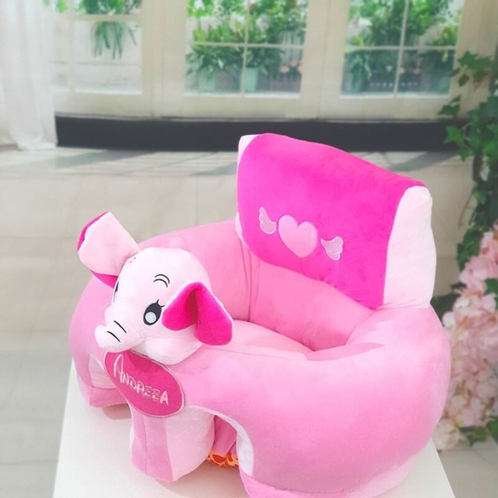 Fotoliu bebe model elefant cu spatar roz-personalizat cu nume [2]