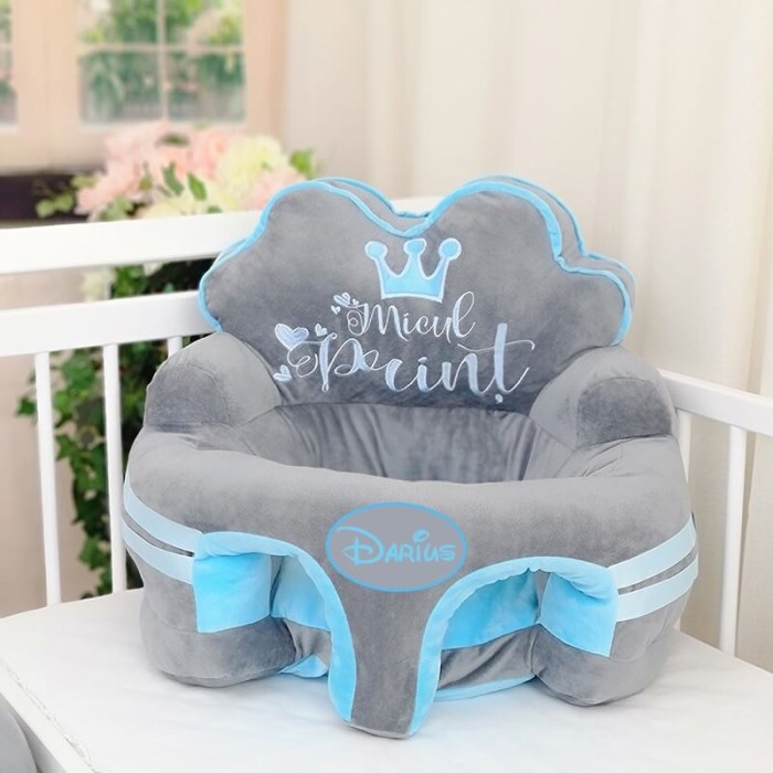 Fotoliu Micul Print gri/bleu personalizat cu nume [2]