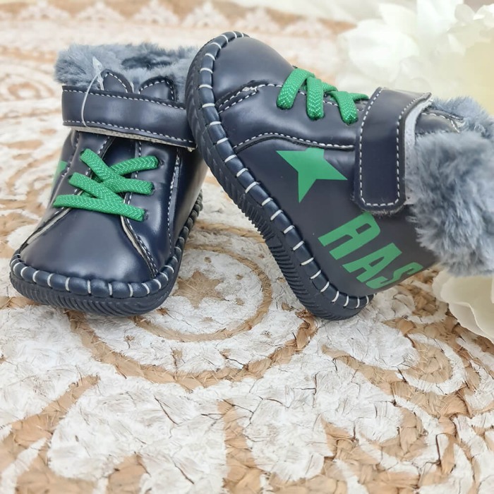 Ghete copii imblanite FD112 Navy/Green [2]