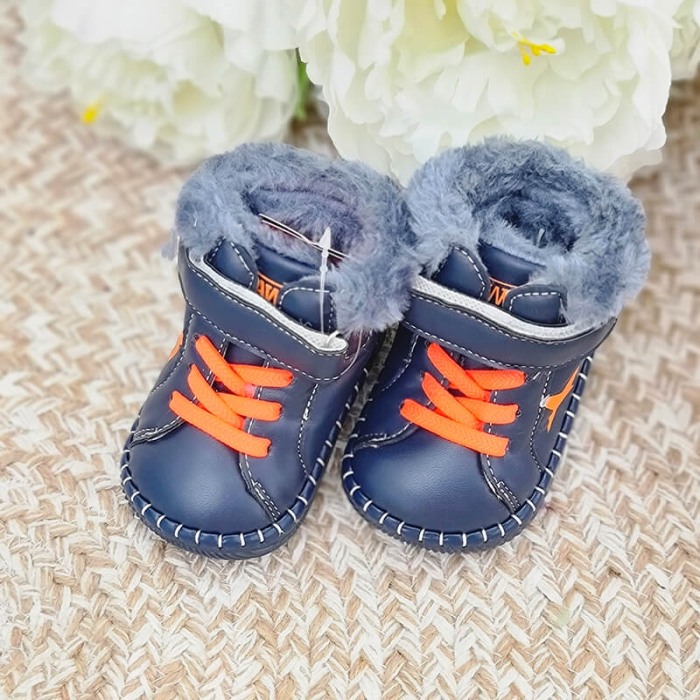 Ghete copii imblanite FD112 Navy/Orange [2]