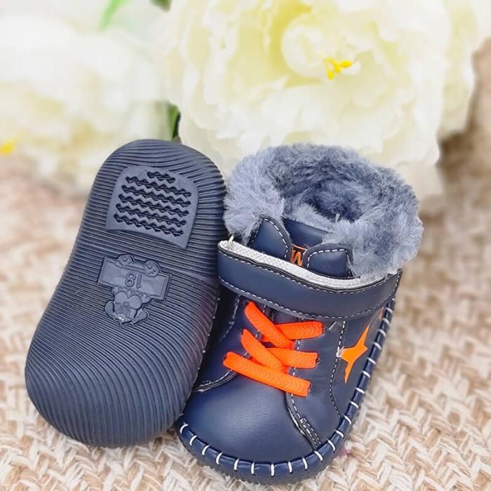 Ghete copii imblanite FD112 Navy/Orange [3]