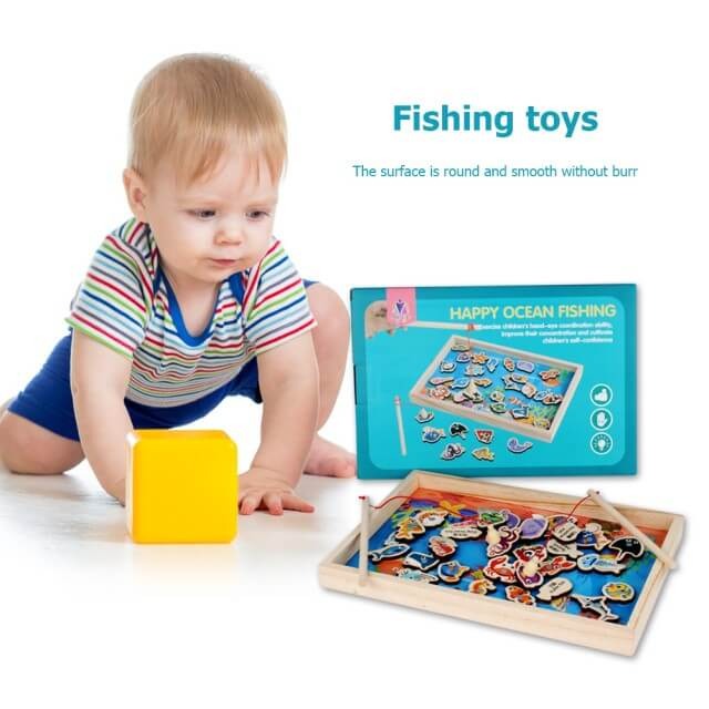 Joc de pescuit din lemn cu undite magnetice Happy Ocean [8]