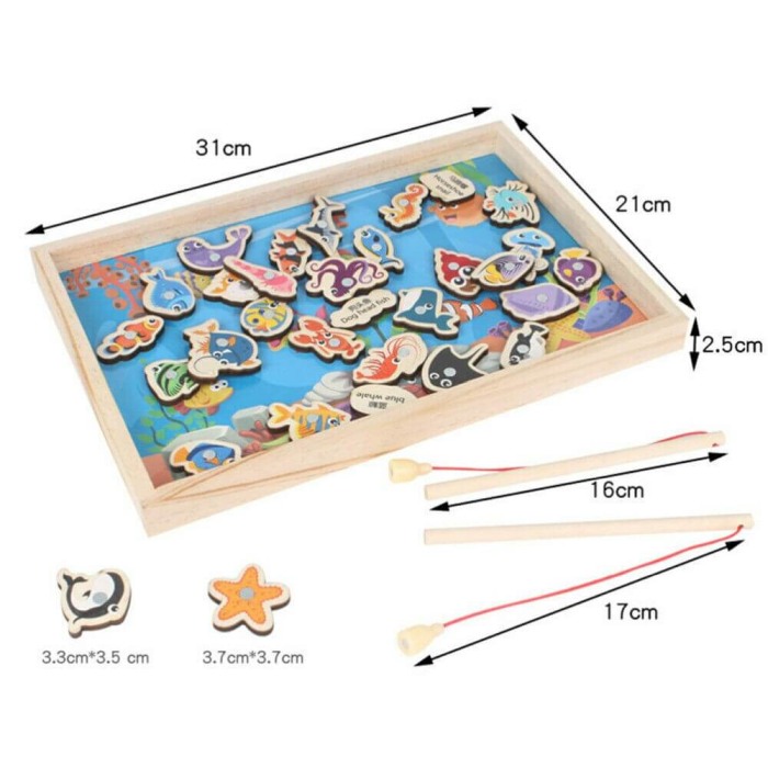 Joc de pescuit din lemn cu undite magnetice Happy Ocean [3]
