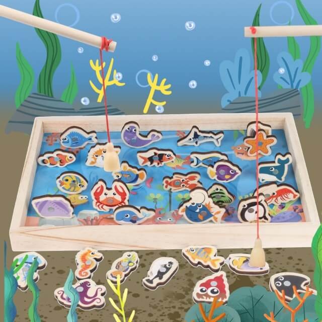 Joc de pescuit din lemn cu undite magnetice Happy Ocean [10]