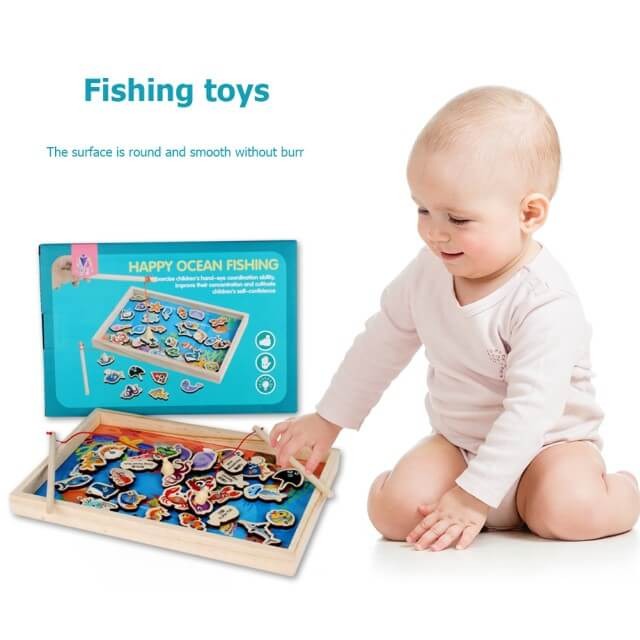 Joc de pescuit din lemn cu undite magnetice Happy Ocean [2]