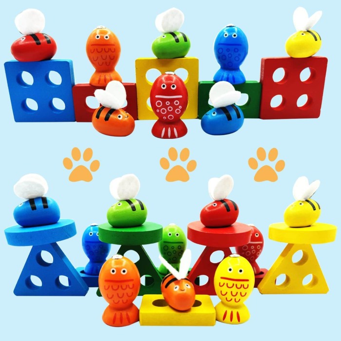 Joc din lemn 3 in 1: coloane sortator, joc de pescuit si joc dexteritate [5]