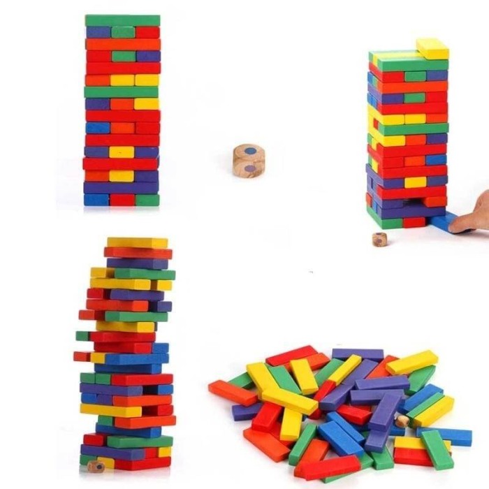 Joc din lemn model Jenga Colour [2]