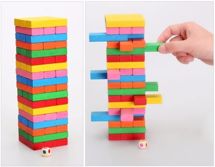 Joc din lemn Multicolor Jenga cu cifre si imagini [2]