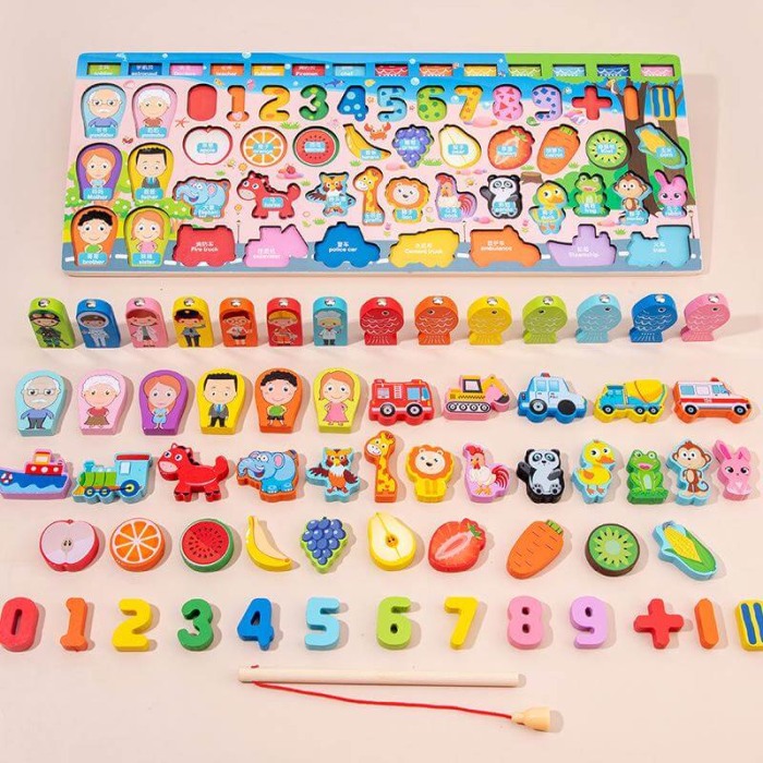 Joc educational din lemn 6 in 1 Cartoon [5]