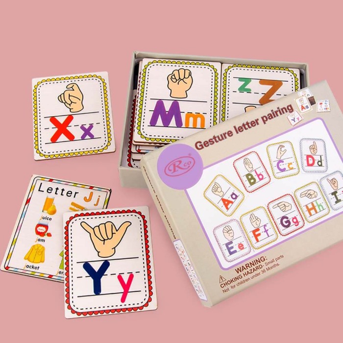 Joc educativ: Litere mari si litere mici de tipar,  limbajul semnelor si ilustratii [4]