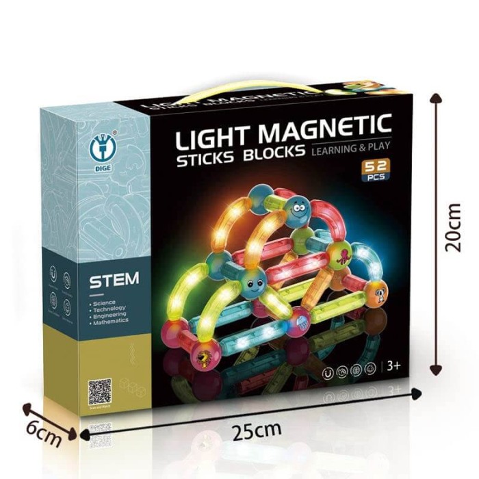 Joc STEM cu lumini, Magnetic Stiks cu 52 piese [4]