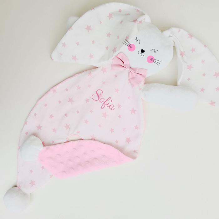 Jucarie atasament Iepuras pentru bebelusi, personalizat cu nume Model2 [7]