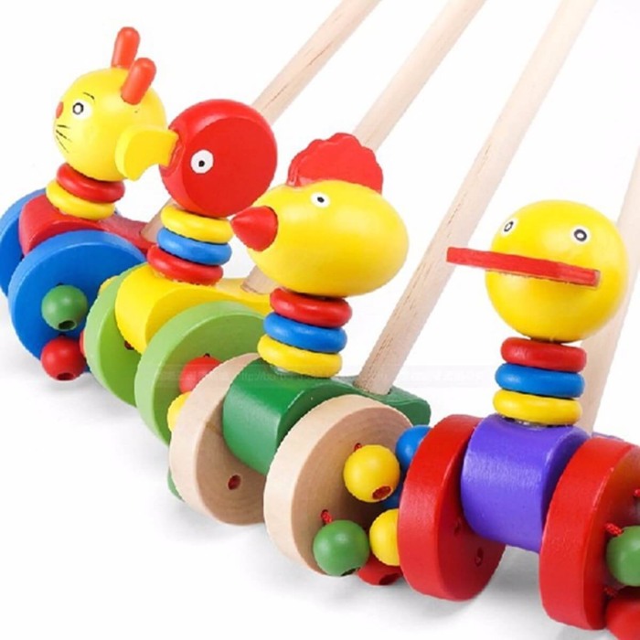 Jucarie de impins din lemn cu animalute [2]