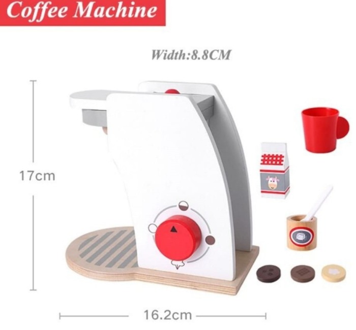 Jucarie Espressor Cafea din lemn cu 8 piese [5]