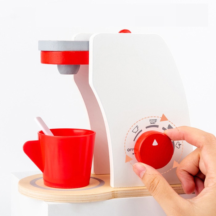 Jucarie Espressor Cafea din lemn cu 8 piese [4]