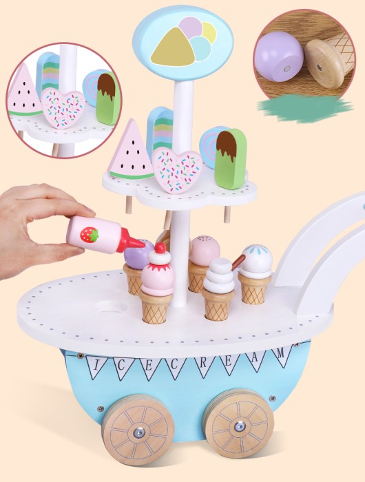 Jucarie lemn Carucior cu inghetata Yummy Ice Cream [8]