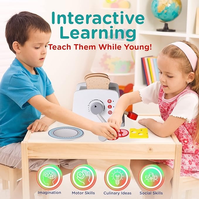 Jucarie Toaster din lemn, cu Accesorii [6]