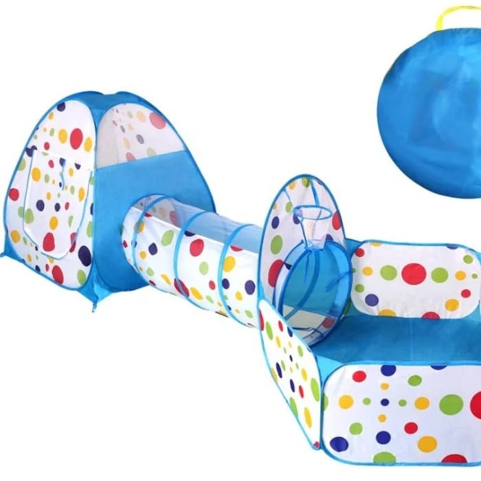 Loc de joaca 3 in 1: Cort, tunel si piscina Albastru [5]