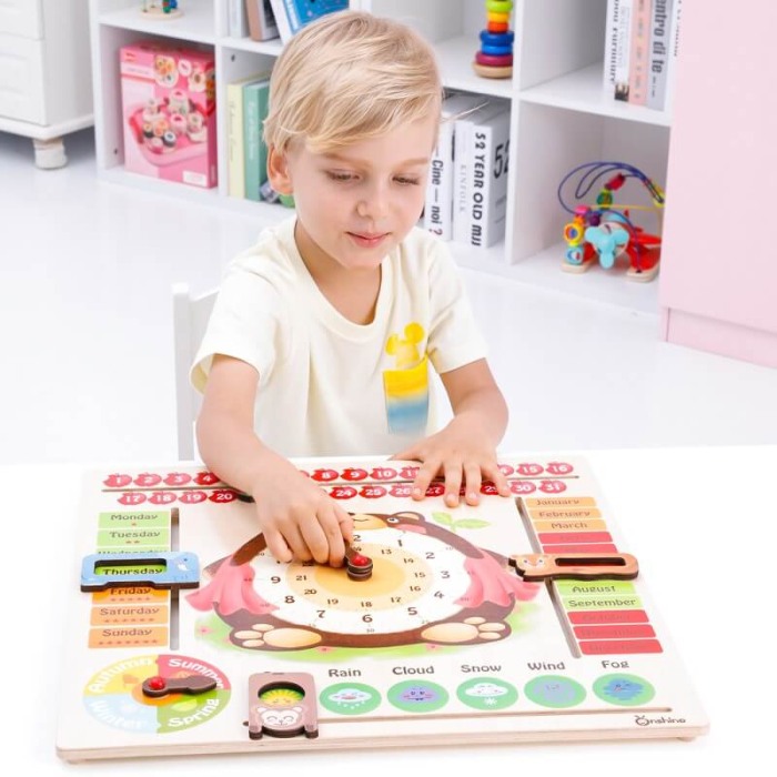 Onshine Calendar din lemn: anotimpuri, luni, zile, data si ora [3]