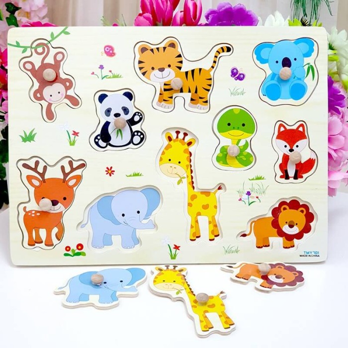 Pachet 3 puzzle din lemn: Animale,legume si fructe [4]