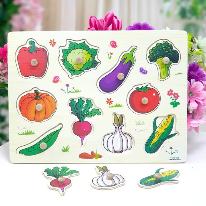 Pachet 3 puzzle din lemn: Animale,legume si fructe [5]