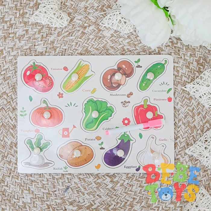Pachet 3 puzzle din lemn: Fructe,legume si obiecte [3]