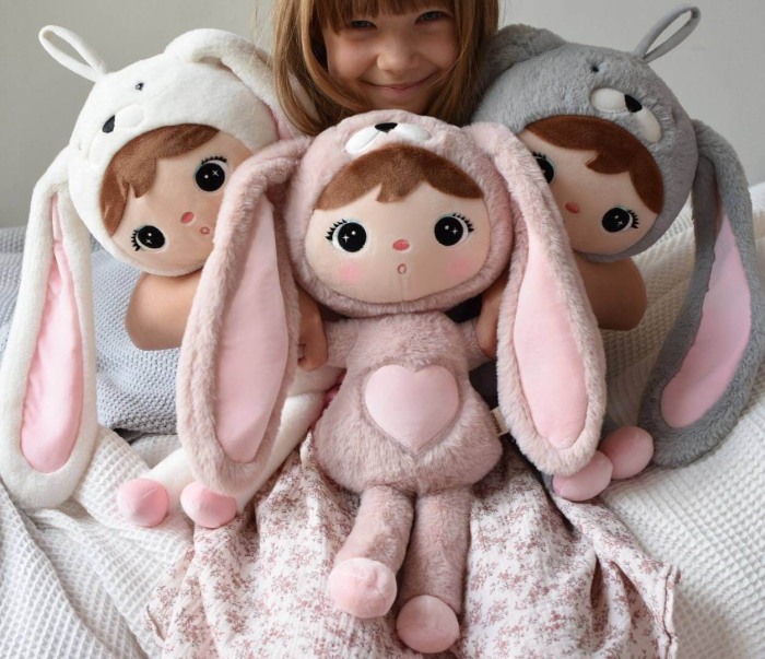 Papusa Iepuras personalizata cu nume, roz pudra [4]