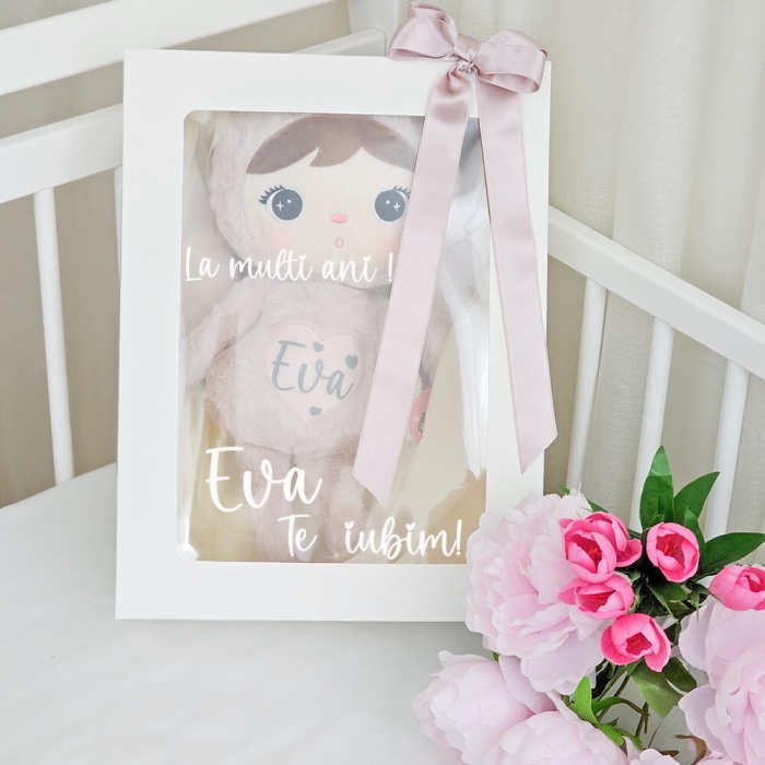 Papusa Iepuras personalizata cu nume, roz pudra [7]