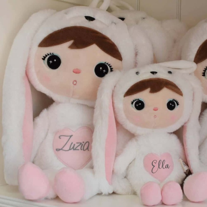 Papusa personalizata cu nume Iepuras, alb/roz, 30cm [2]
