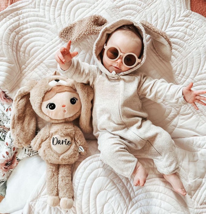 Papusa personalizata cu nume Iepuras, bej, 50cm [2]
