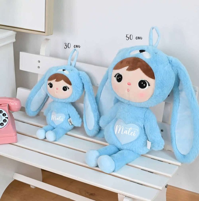 Papusa personalizata cu nume Iepuras, bleu, 30cm [2]